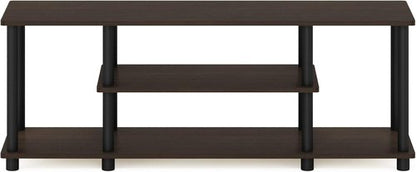 Furinno 3-Tier TV Stand - No Tools Assembly for Up to 50 Inch TVs | Dark Brown/Black Finish