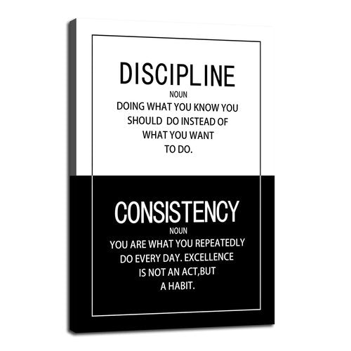 Discipline Consistency Noun Inspirational Wall Art for Office Motivational Posters Picture Prints Canvas Modern Home Decor Painting Artwork for Stretched and Framed Ready to Hang [24''W x 36''H]