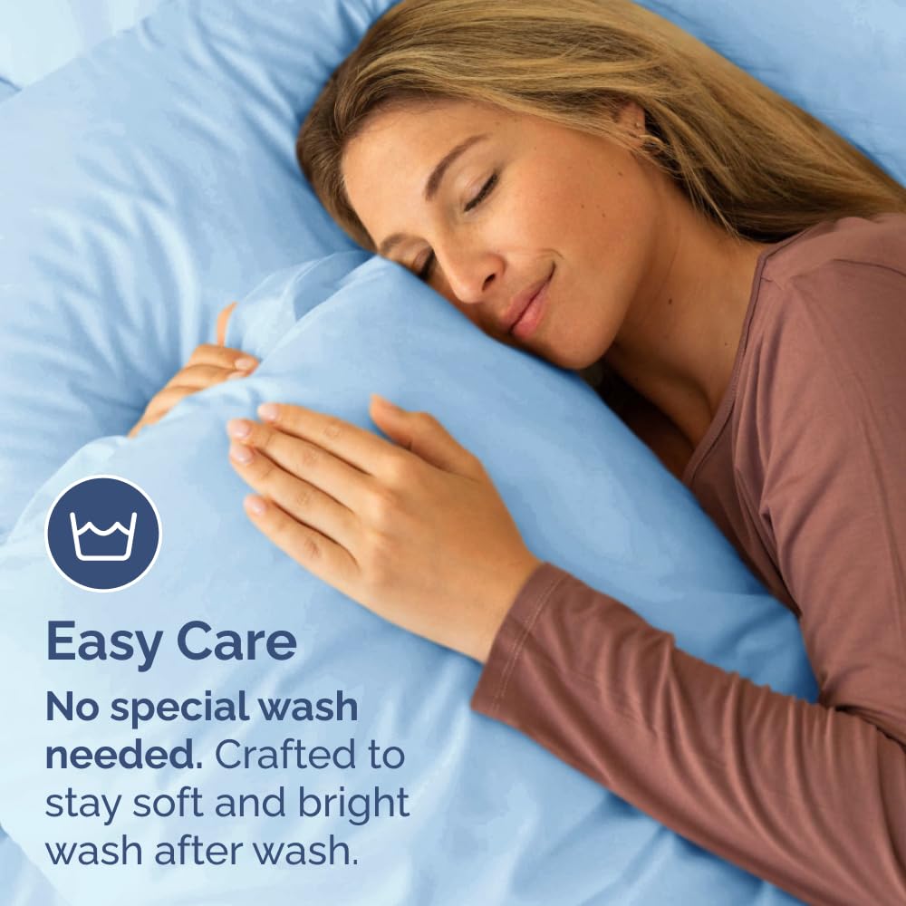 Standard Pillow Cases Set of 2 - Soft Hotel Quality Pillowcase Covers - Comfy & Wrinkle Free - Stain and Fade Resistant - Machine Washable Pillow Protectors - 2 Piece Set - Standard Size Light Blue