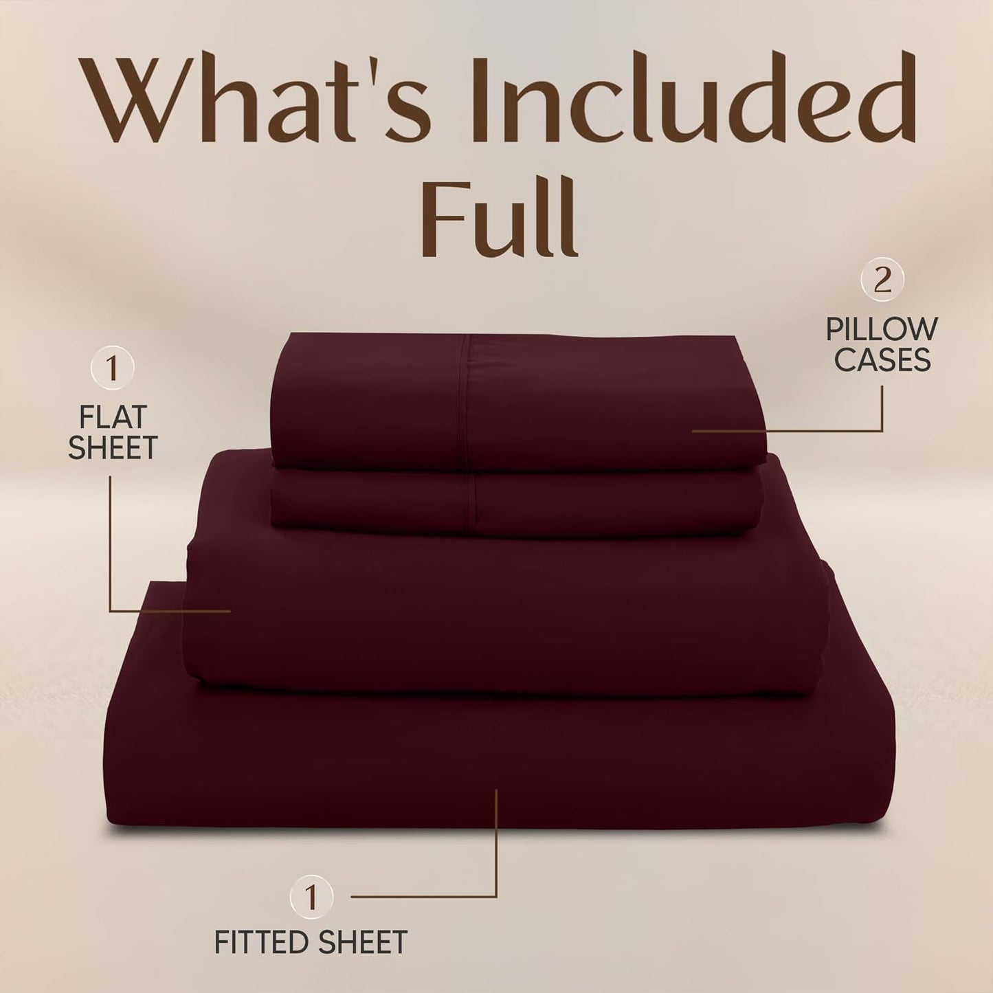 Utopia Bedding Full Size Sheet Set - Soft, Breathable Microfiber | 4-Piece in Burgundy, Oeko-Tex Certified