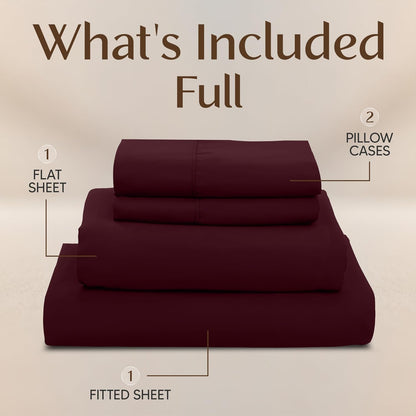 Utopia Bedding Full Size Sheet Set - Soft, Breathable Microfiber | 4-Piece in Burgundy, Oeko-Tex Certified