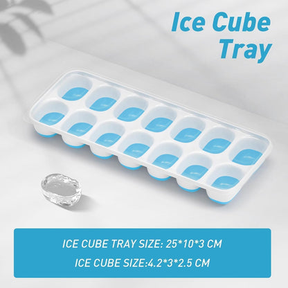 Skiennix Ice Cube Tray - Durable Stackable 4-Pack with Removable Lids | Easy-Release Plastic & Silicone for Cocktails & Coffee