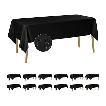 Fokitut 12 Pack Waterproof 60x120 Inch Rectangle Tablecloths - Wrinkle & Stain Resistant Polyester, Black Variation: Black+60x120''-12pack