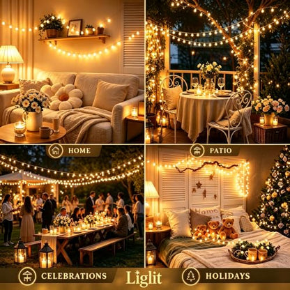 120 LED Fairy Lights Plug in 39ft Warm White Globe String Lights Indoor