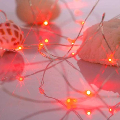Ariceleo LED Fairy Lights - Battery Operated Copper Wire String Lights | 5m/16ft Red for Bedroom, Weddings & Parties