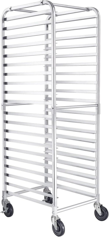 HARDURA 20-Tier Bun Pan Rack - NSF Certified Aluminum Bakery Rack with Casters | 20"x26"x69"H