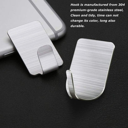 JINSHUNFA Heavy Duty Adhesive Hooks - Ultra Strong Waterproof Stainless Steel | 12 Pack for Home & Office