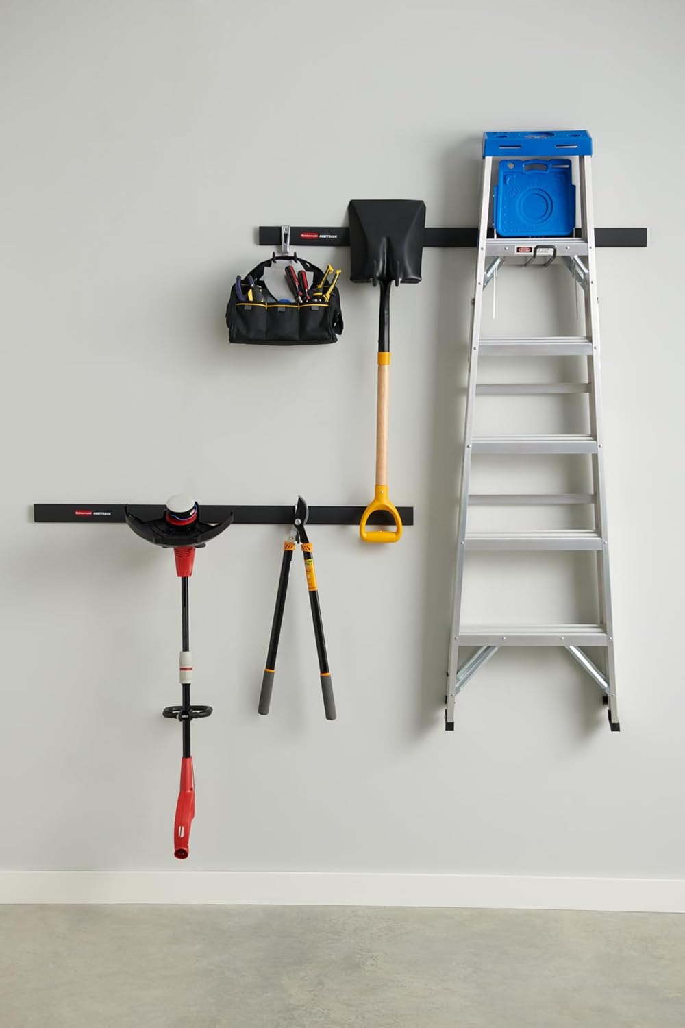 Rubbermaid Fasttrack Utility Hooks - Heavy-Duty 7-Piece Garage Storage Kit | Black Tool Organizer