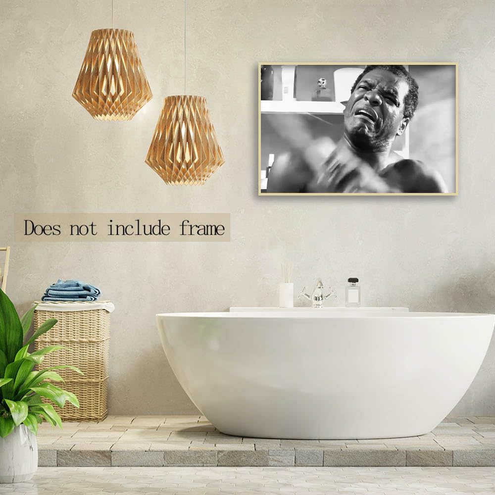 Regine Switzerland Funny Friday Bathroom Poster - Black & White Wall Art Canvas Print | 16x24 Inch Unframed Decor