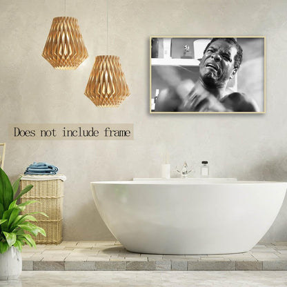Regine Switzerland Funny Friday Bathroom Poster - Black & White Wall Art Canvas Print | 12x18 Inch Unframed Decor