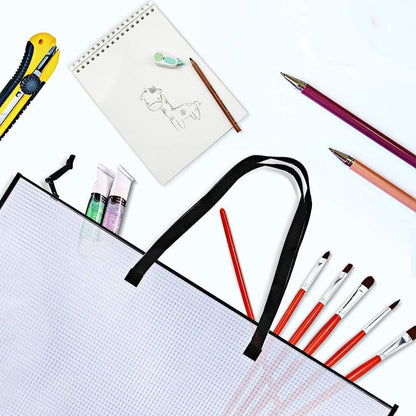 Opret Art Portfolio Bags - 4 Pack 19x25 Inch Vinyl Mesh Storage Cases with Handle & Zipper