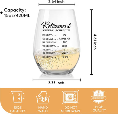 Retirement Gifts for Women Men, Funny Retirement Wine Glass and Wine Bag Set, Best Retired Gifts for Friends Cowkers Doctors Nurses Teachers Boss-PAIRS WELL WITH RETIREMENT