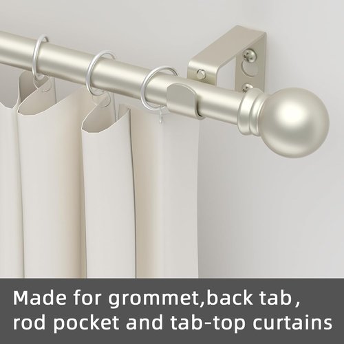 GXOACKJ Decorative Curtain Rods - Heavy Duty Metal, 32-48 Inch, Nickel Finish with Brackets