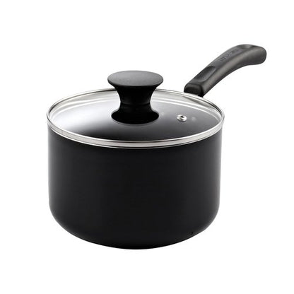 Cook N Home Nonstick Sauce Pan Set 1Qt and 2Qt, Multi-purpose Pots Set Saucepan Kitchenware with Glass Lid, Black, Aluminum