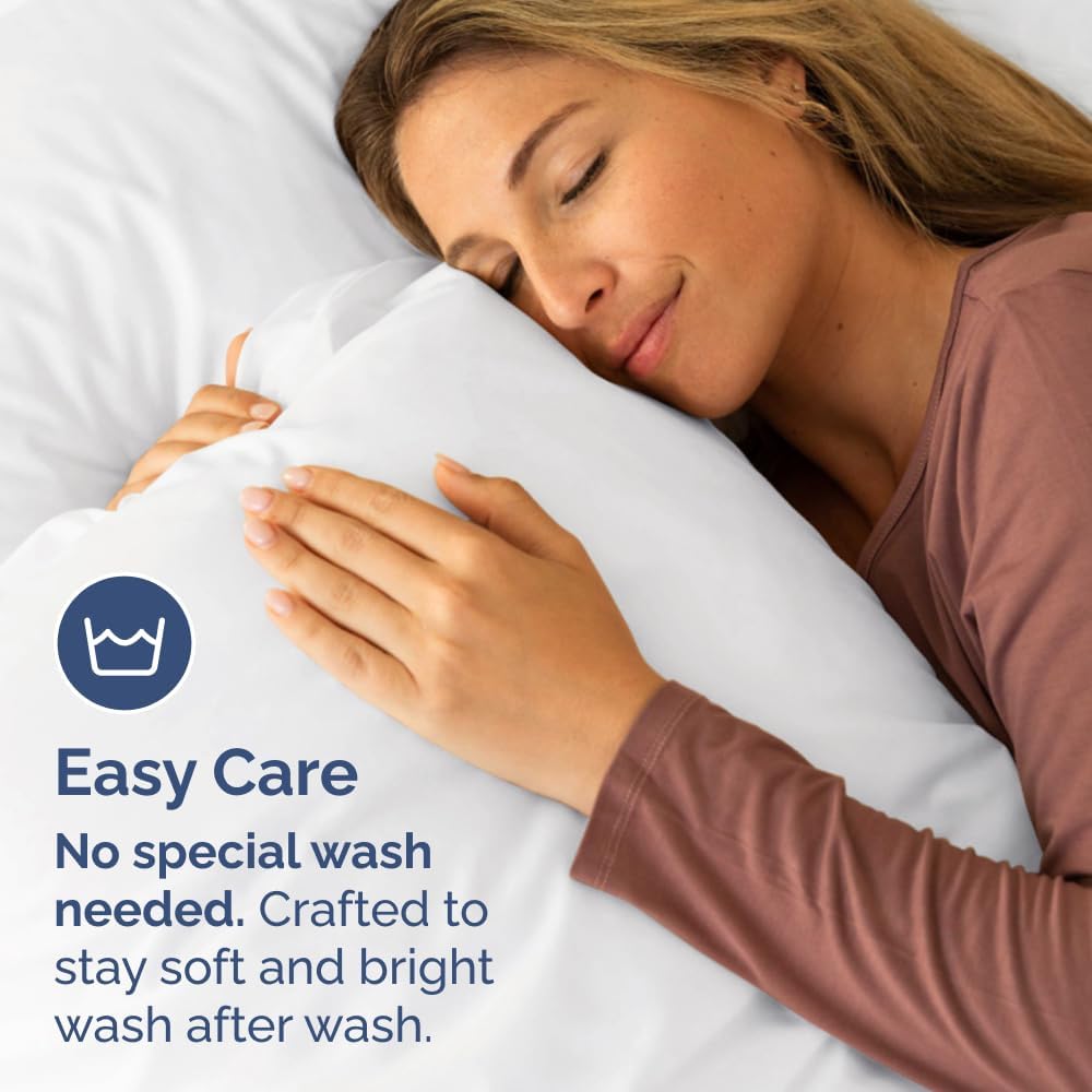 Skiennix Standard Pillow Cases Set of 4 - Ultra Soft Hotel Quality Covers - Machine Washable White