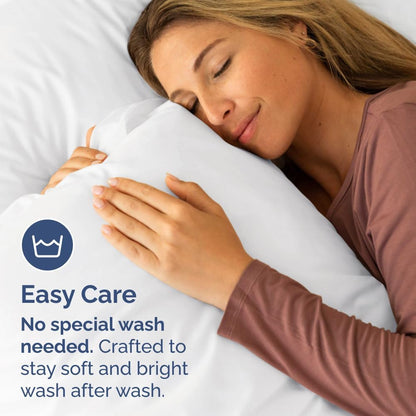 Skiennix Standard Pillow Cases Set of 4 - Ultra Soft Hotel Quality Covers - Machine Washable White