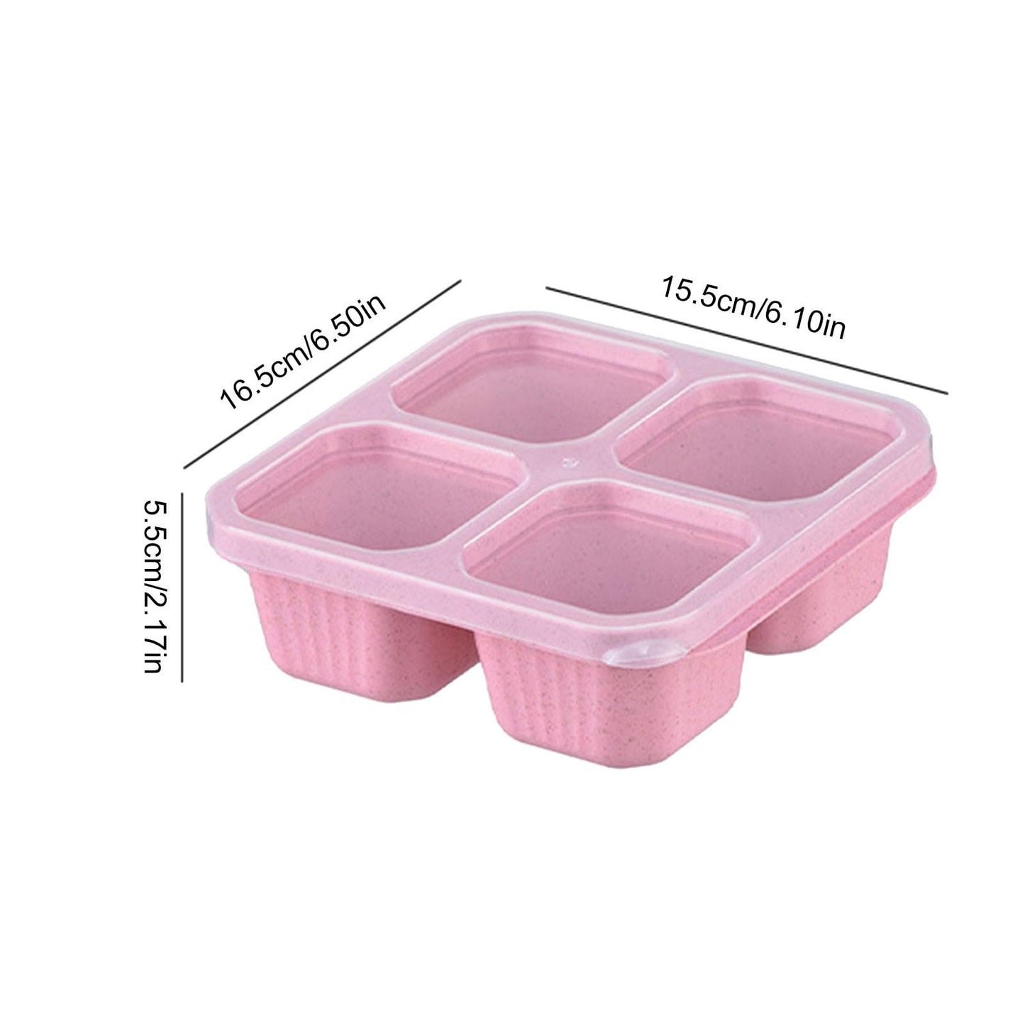 Snackle Box Container,Meal Prep Containers Reusable, 4 Compartments Meal Prep Lunch Containers for Kids Adults, Divided Food Storage Containers for School Work Travel (Pink)