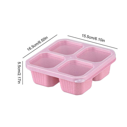 Snackle Box Container,Meal Prep Containers Reusable, 4 Compartments Meal Prep Lunch Containers for Kids Adults, Divided Food Storage Containers for School Work Travel (Pink)