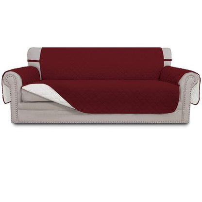 Easy-Going 4 Seater Sofa Slipcover Reversible Sofa Cover Water Resistant Couch Cover with Foam Sticks Elastic Straps Furniture Protector for Pets Children Dog Cat (XX-Large, Christmas Red/Ivory)