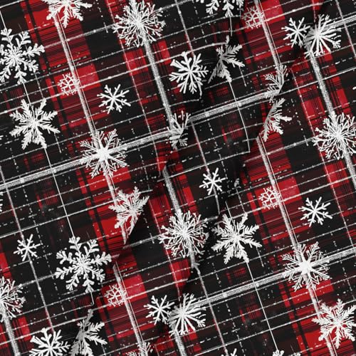 Horaldaily Christmas Tablecloth 60x60 Inch Round Black Red Grid White - Black