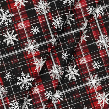 Horaldaily Christmas Tablecloth 60x60 Inch Round Black Red Grid White - Black