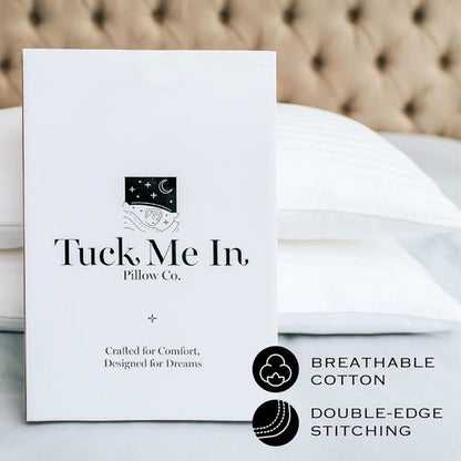 Houseify Tuck Me In Pillow Co. Down Alternative Pillows - Hypoallergenic Queen Size Set of 2 | Premium Breathable Comfort for Side and Back Sleepers