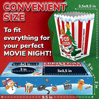 Christmas Movie Night Snack Trays and Popcorn Bags - Red Variation (36 pcs)