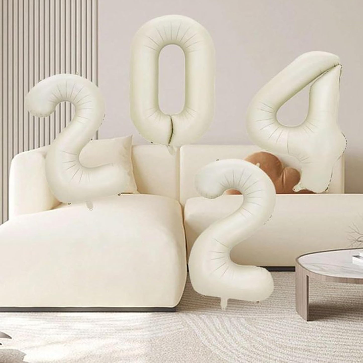 Skiennix 40-Inch Cream White Foil Number Balloons | Helium-Inflatable 0-9 for Birthdays & Anniversaries