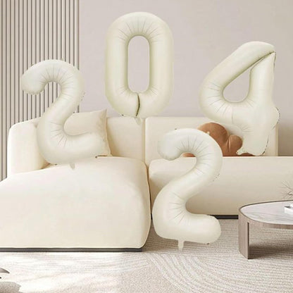 Skiennix 40-Inch Cream White Foil Number Balloons | Helium-Inflatable 0-9 for Birthdays & Anniversaries