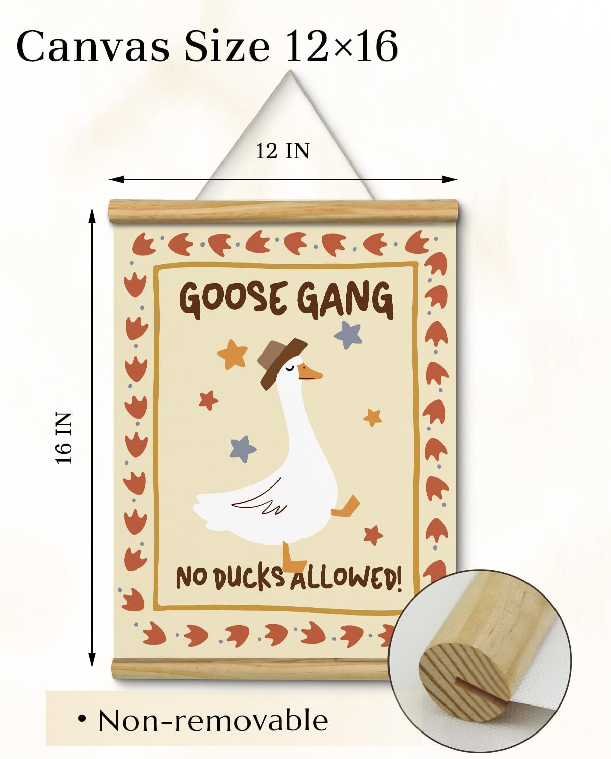 VIYYIEA Canvas Wall Art Prints - Funny Goose Gang Portable Hanging Decor | 16" x 12" for Home & Office