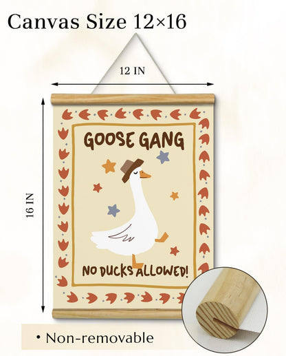 VIYYIEA Canvas Wall Art Prints - Funny Goose Gang Portable Hanging Decor | 16" x 12" for Home & Office