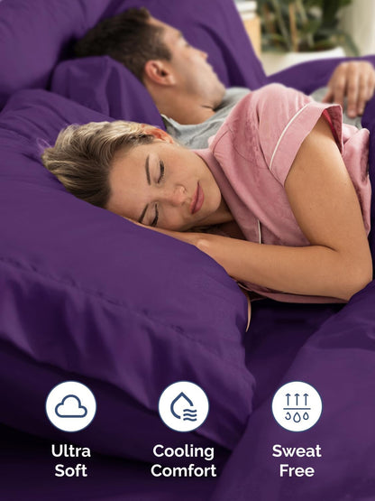 Skiennix Extra Deep Cal King Sheet Set | 6-Piece Breathable Cooling Bedding - Soft, Wrinkle-Free Purple