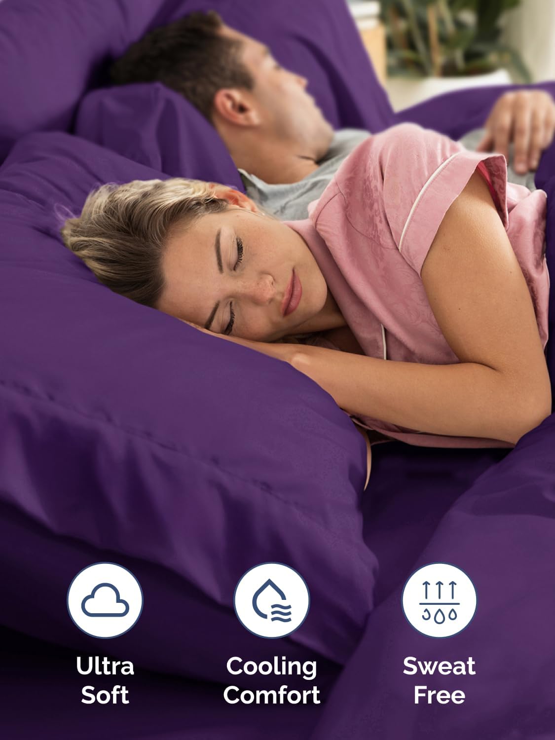 Skiennix Extra Deep King Sheet Set | 6-Piece Breathable Cooling Bedding - Soft, Wrinkle-Free Purple