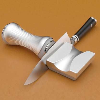 Rolling Knife Sharpener with Magnetic Base for Straight Blades - Knife Sharpener System for All Knife Collections - 2 Replaceable discs - Gripable Aluminum Body, Offers 15/18/20/25 Degree Sharpening