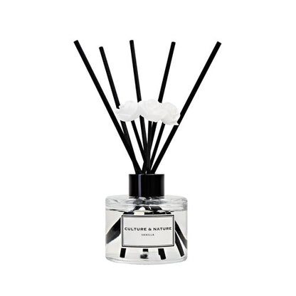CULTURE & NATURE Reed Diffuser Set 4oz (120ml) Vanilla Scented Diffuser with Sticks Home Fragrance Reed Diffuser for Bathroom Shelf Decor