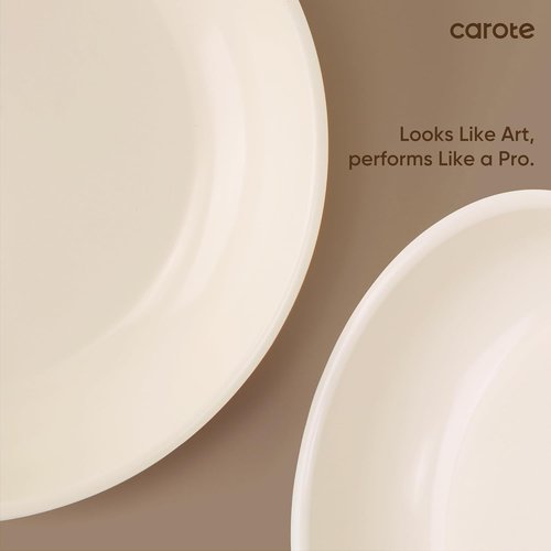 CAROTE 18-Piece Ceramic Cookware Set - Induction Nonstick Pots and Pans with Detachable Handle, Brown