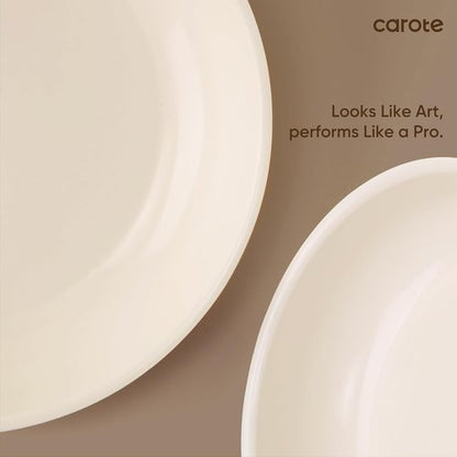 CAROTE 18-Piece Ceramic Cookware Set - Induction Nonstick Pots and Pans with Detachable Handle, Brown