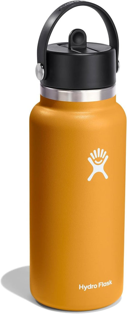 Hydro Flask Water Bottle - Insulated Stainless Steel with Wide Straw Lid - 32 Oz Fossil Brown, Leakproof