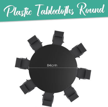 Skiennix 12-Pack Disposable Plastic Tablecloths - 84" Round Table Covers for Parties & Events