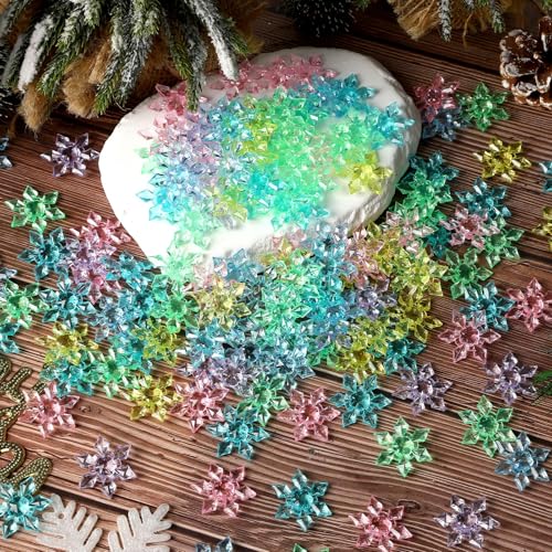 Multicolor Snowflake Vase Filler Crystals - 240pcs Acrylic Christmas Decorations