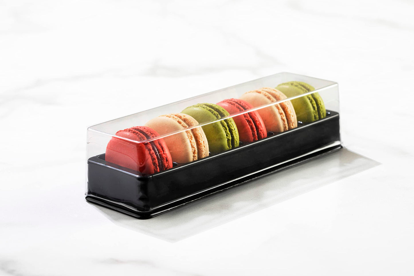 Pastry Chef's Boutique Clear Plastic French Macarons Small Gift Party Wedding Favor Boxes - Holds 6 Macarons - Cavity Size 1.76'' x 1''- Pack of 20