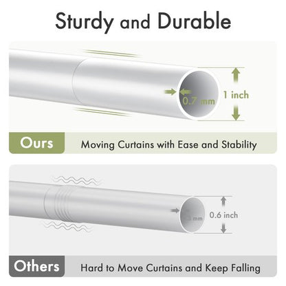 AmazerBath Spring Tension Shower Curtain Rod, 31-46.5 Inches Heavy Duty Tension Rod Rust Proof Bathroom Curtain Rod, Adjustable No Drill Easy Segmented Installation, White