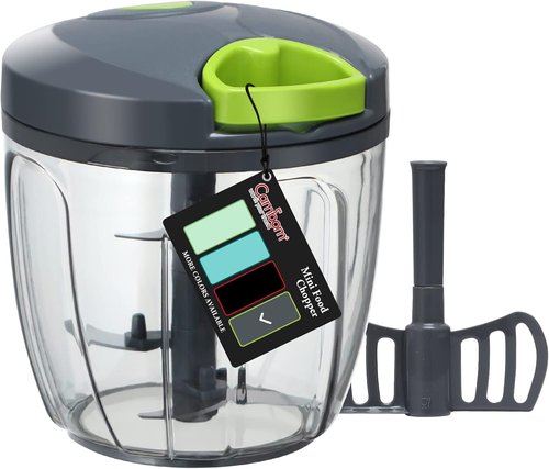 Cambom Manual Food Chopper - BPA-Free Vegetable Cutter for Onions, Fruits & Nuts | 900ml Grey