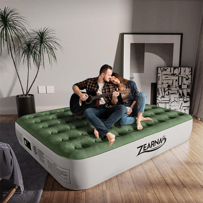 Zearna Air Mattress Queen with Built in Pump - Upgraded Blow Up Bed, 2 Mins Quick Self Inflatable, 13"/650lbs Max, All Night No Lost Air, Strong Support, for Camping,Home,Guests,Portable Travel
