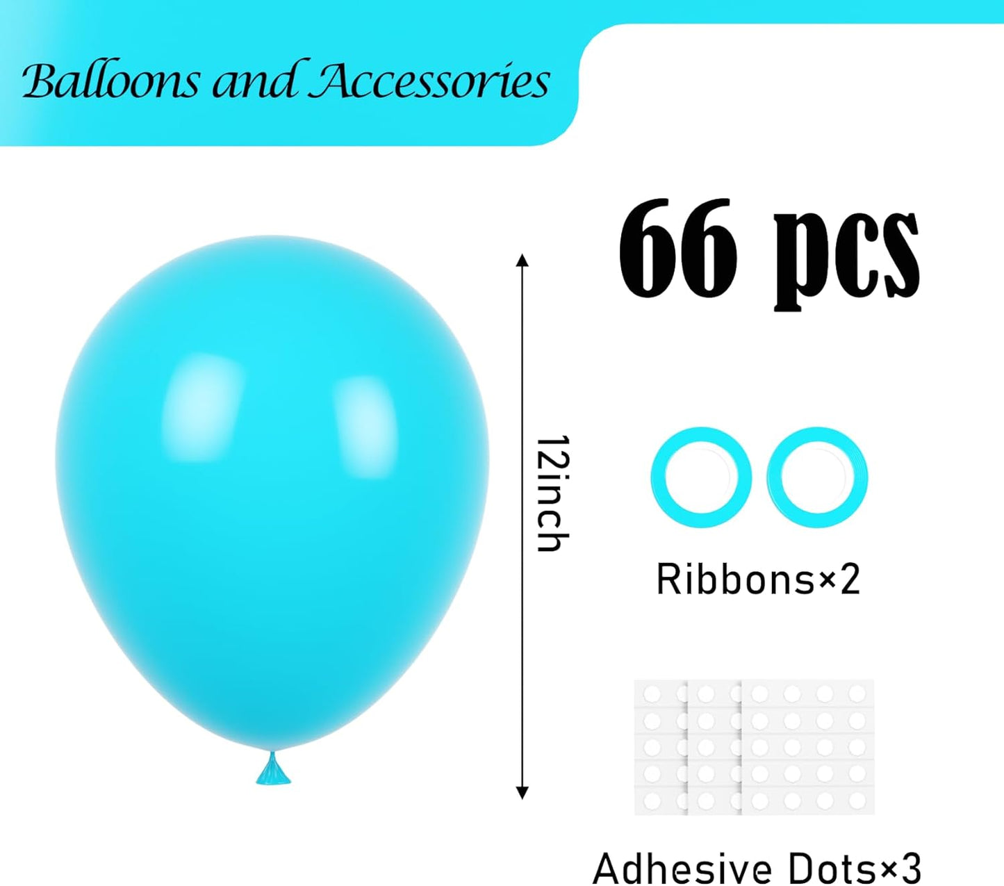 Voircoloria Peacock Blue Balloons - 12-Inch Teal Blue Latex | 66-Pack for Weddings & Celebrations