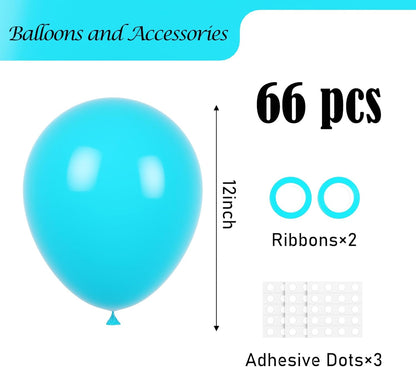 Voircoloria Peacock Blue Balloons - 12-Inch Teal Blue Latex | 66-Pack for Weddings & Celebrations