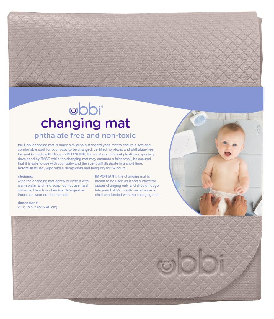 Ubbi On-The-Go Diaper Changing Mat - Soft, Portable & Easy to Clean Baby Accessory | Taupe