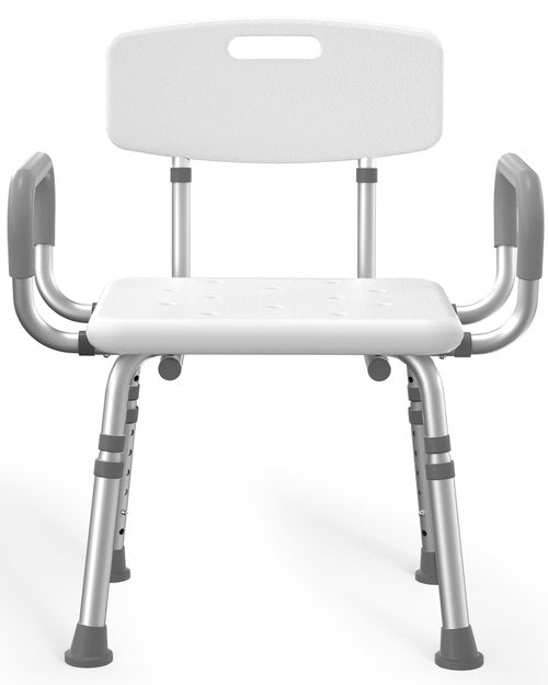 HOMLAND Shower Chair for Inside Shower with Arms and Back, 500 lbs Heavy Duty Shower Seat for Bathtub, Height Adjustable Safety Bath Seat for Elderly, Adults, Handicap and Disabled, White