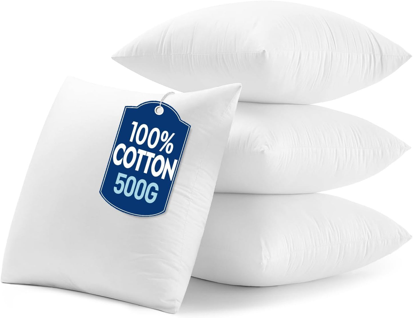 MIULEE 18x18 Pillow Inserts - Set of 4 Soft Cotton Cover Microfiber Throw Pillows for Couch & Bed