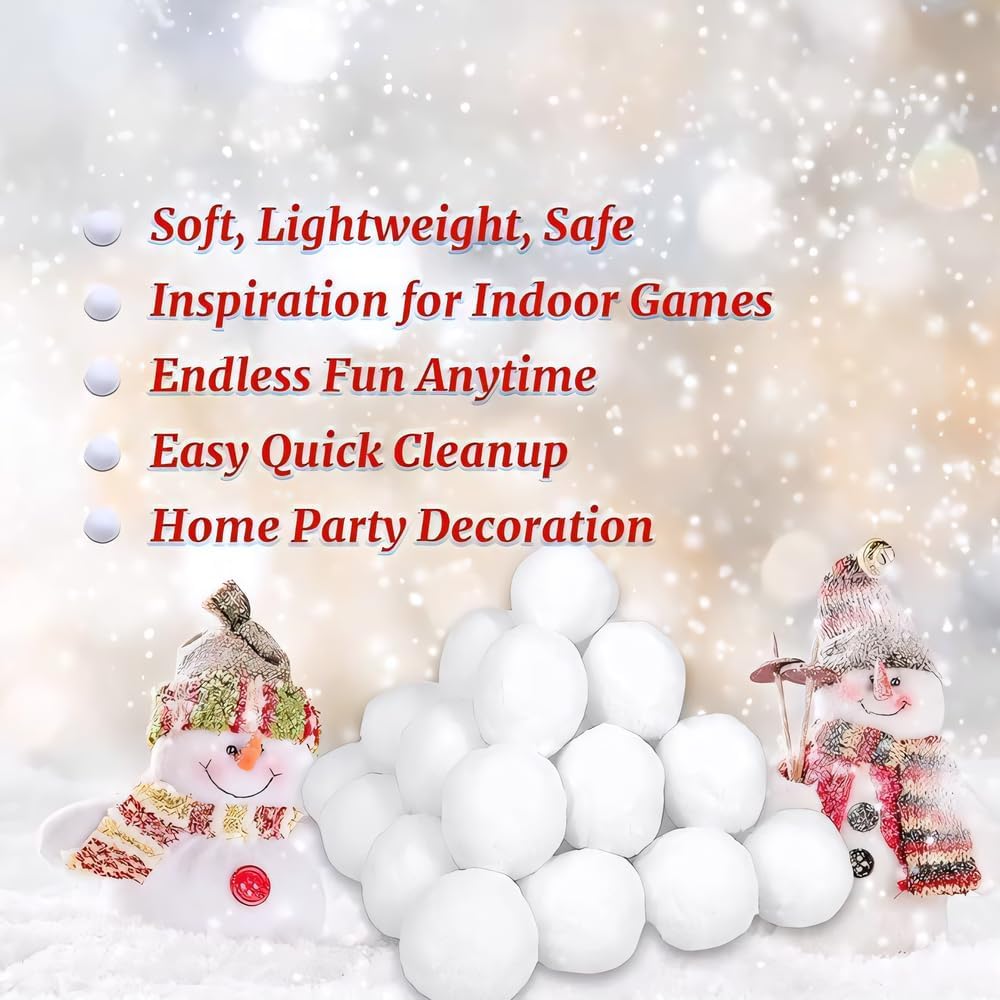 Skiennix 50 PCS Fake Snowballs Set - Realistic Indoor Christmas Snowball Fight Toys | Multicolor
